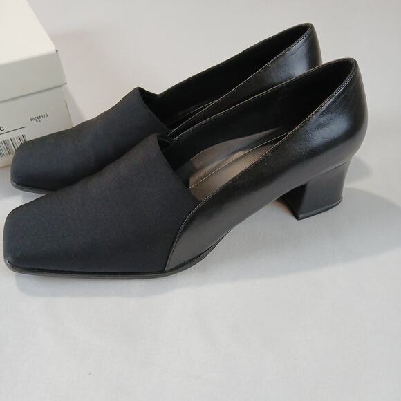 Naturalizer Shoes Womens 8.5 Parmel Black Fabric 875N02 Block Heels Loafer - Picture 6 of 11